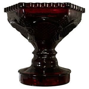 Avon Cape Cod Ruby Red Glass Hexagon Candy Dish /candle holder